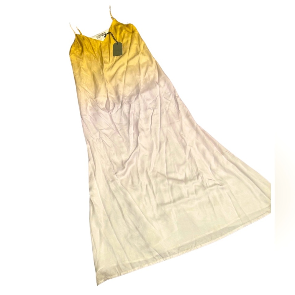 All Saints Vinia Ombré Silk Maxi Dress | Mustard Yellow | Medium | NWT Sample